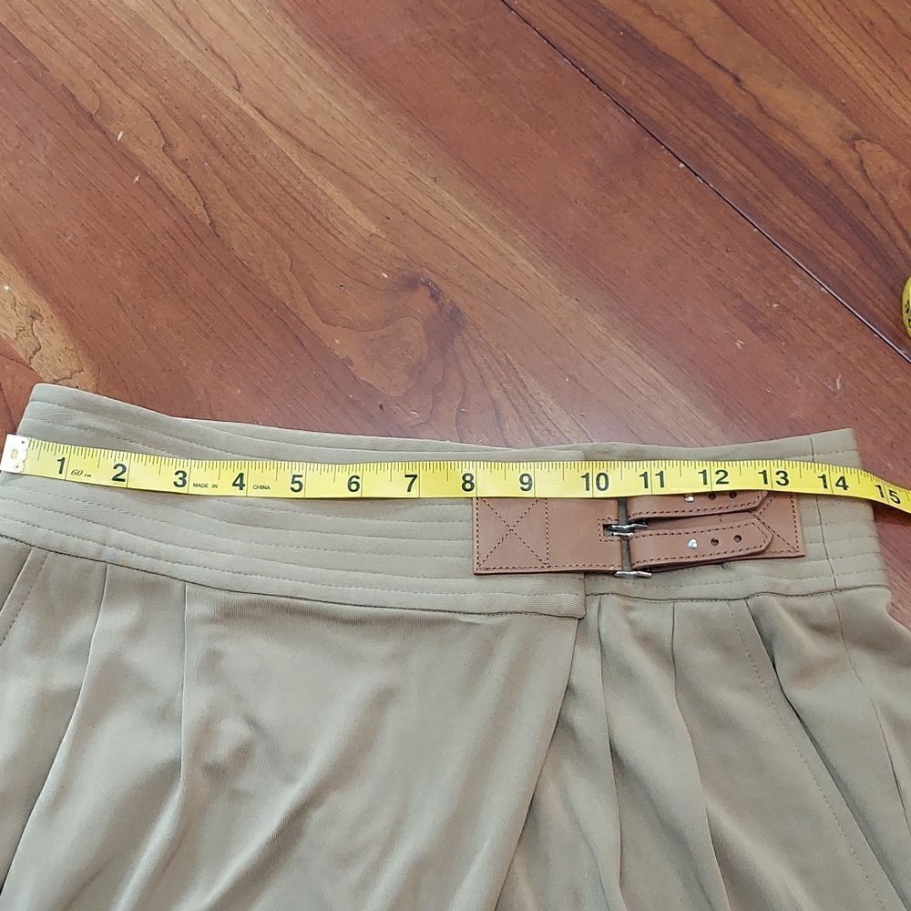 Ralph Lauren Trouser Pants Leather Belt Detail Cuff Hem Pocket Viscose Khaki  4 - Picture 6 of 13